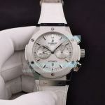 Swiss 7750 Hublot Classic Fusion Replica Watch Silver Dial White Leather Strap